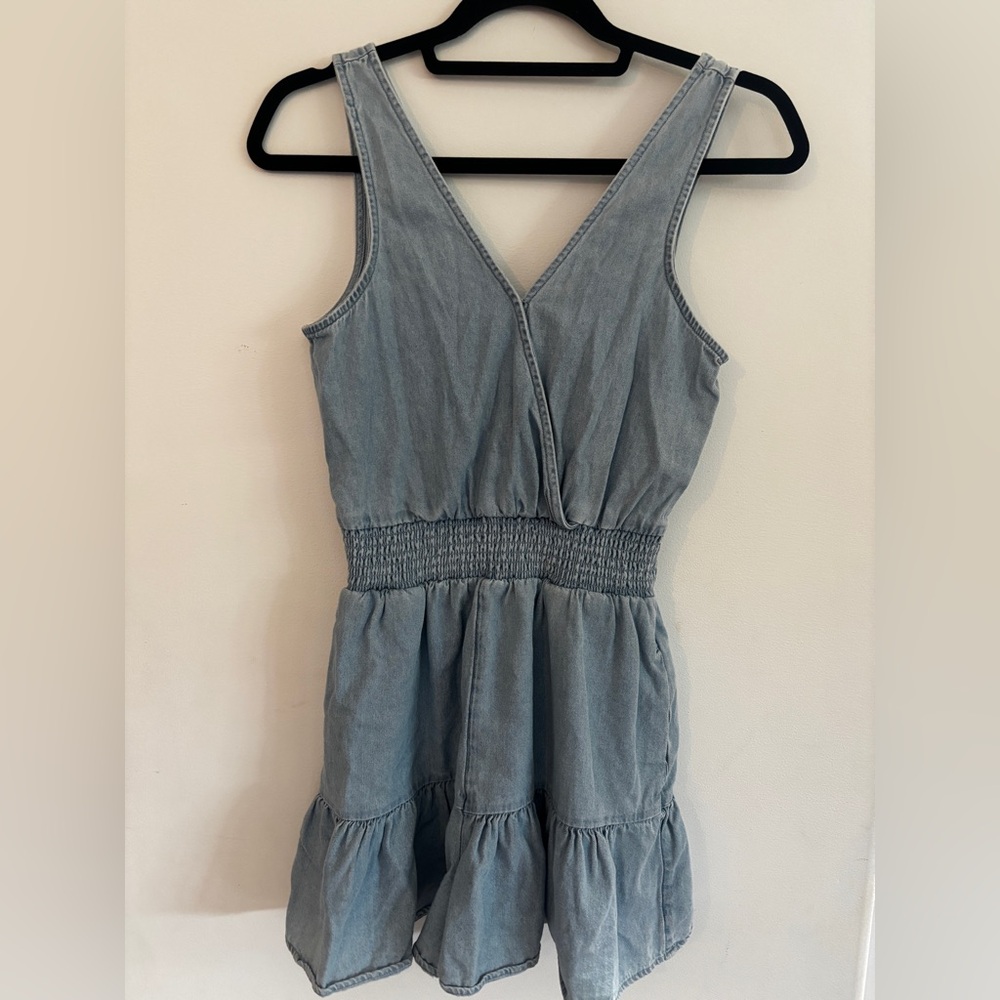 Denim Sleeveless Romper (American eagle)